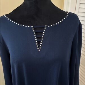 Navy Blue Women's Top with Stud Accents